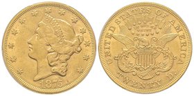 20 Dollars, Philadelphie, 1875, AU 33.43 g. 
Ref : KM#74.2, Fr.174 
PCGS AU58