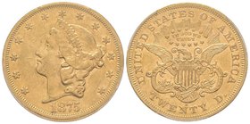 20 Dollars, San Francisco, 1875 S, AU 33.43 g. 
Ref : KM#74.2, Fr.175 
PCGS AU53
