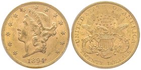 20 Dollars, Philadelphie, 1894, AU 33.43 g. 
Ref : KM#74.3, Fr.177 
PCGS MS62