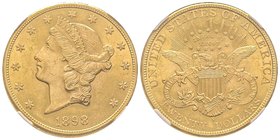20 Dollars, San Francisco, 1898 S, AU 33.43 g. 
Ref : KM#74.3, Fr.178 
NGC MS62