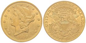 20 Dollars, Philadelphie, 1907, AU 33.43 g. 
Ref : KM#74.3, Fr.177 
PCGS MS62