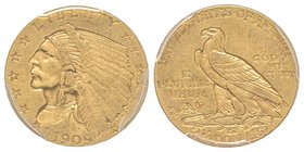 2.5 Dollars, Philadelphie, 1909, AU 4.18 g.
Ref : Fr. 120, KM#72 
PCGS AU55