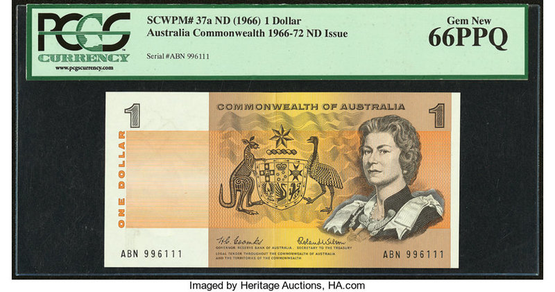 Australia Commonwealth of Australia Reserve Bank 1 Dollar ND 1966-72 Pick 37a R7...