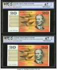 Australia Australia Reserve Bank 20 Dollars ND (1994) Pick 46i R415 Two Examples PCGS Gold Shield Superb Gem UNC 67 OPQ. 

HID09801242017