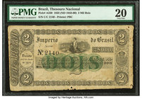 Brazil Thesouro Nacional 2 Mil Reis 1.6.1833 Pick A220 PMG Very Fine 20. Minor rust damage.

HID09801242017