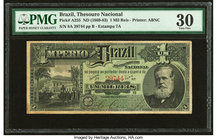 Brazil Thesouro Nacional 1 Mil Reis ND (1869-83) Pick A255 PMG Very Fine 30. Minor rust.

HID09801242017