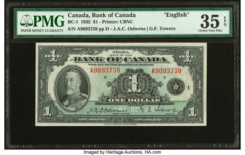 Canada Bank of Canada $1 1935 BC-1 PMG Choice Very Fine 35 EPQ. 

HID09801242017