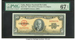 Cuba Banco Nacional de Cuba 50 Pesos 1958 Pick 81b PMG Superb Gem Unc 67 EPQ. 

HID09801242017