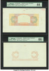 El Salvador Banco Occidental 2 Colones ND (1926) Pick S194 "Printer's Color Tint Book" Five Examples PMG Choice Uncirculated 64; Gem Uncirculated 66 E...