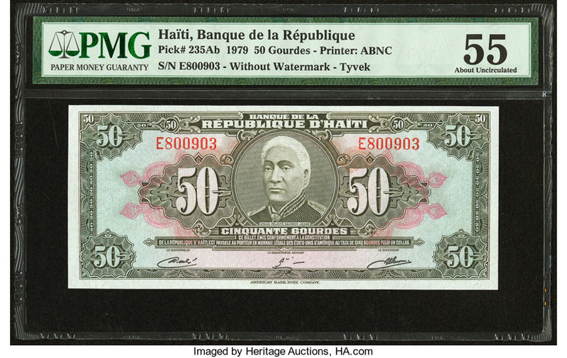 Haiti Banque de la Republique d'Haiti 50 Gourdes 1979 Pick 235Ab PMG About Uncir...