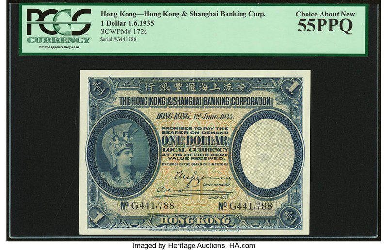 Hong Kong Hongkong & Shanghai Banking Corp. 1 Dollar 1.6.1935 Pick 172c PCGS Cho...