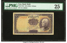 Iran Bank Melli 10 Rials ND (1938) Pick 33A PMG Very Fine 25. With stamp; illegible date. 

HID09801242017