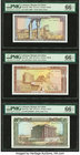 Lebanon Banque du Liban 25; 50; 10 Livres 1983; 1988; 1986 Pick 64c; 65d; 63f Three Examples PMG Gem Uncirculated 66 EPQ. 

HID09801242017