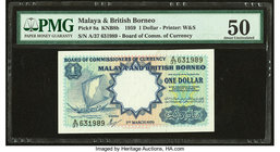 Malaya and British Borneo Board of Commissioners of Currency 1 Dollar 1.3.1959 Pick 8a B108 KNB8b PMG About Uncirculated 50. 

HID09801242017