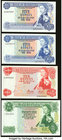 Mauritius Bank of Mauritius 5 (2); 10; 25 Rupees ND (1967) Pick 30b; 30c; 31c; 32b Four Examples About Uncirculated-Crisp Uncirculated. 

HID098012420...