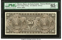 Mexico Banco de Santa Eulalia 10 Pesos 1875-84 Pick S193p2 M165p Back Proof PMG Gem Uncirculated 65 EPQ. Printer's annotation.

HID09801242017