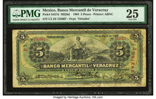 Mexico Banco Mercantil De Veracruz 5 Pesos 14.4.1904 Pick S437d M528d PMG Very Fine 25. Rust.

HID09801242017
