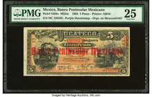 Mexico Banco Peninsular Mexicano 5 Pesos 1.10.1903 Pick S458c M554c PMG Very Fine 25. Previously mounted.

HID09801242017