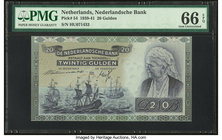 Netherlands Nederlandsche Bank 20 Gulden 19.3.1941 Pick 54 PMG Gem Uncirculated 66 EPQ. 

HID09801242017