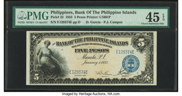 Philippines Bank of the Philippine Islands 5 Pesos 1.1.1933 Pick 22 PMG Choice Extremely Fine 45 EPQ. 

HID09801242017