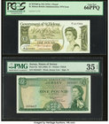 Saint Helena Government of St. Helena 1 Pound ND (1976) Pick 6a PCGS Gem New 66 EPQ; Jersey States Of Jersey 1 Pound ND (1963) Pick 8a PMG Choice Very...