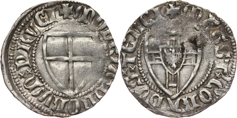 Zakon Krzyżacki, Konrad III von Jungingen 1393-1407, szeląg
 Waga 1,68 g. Patyn...