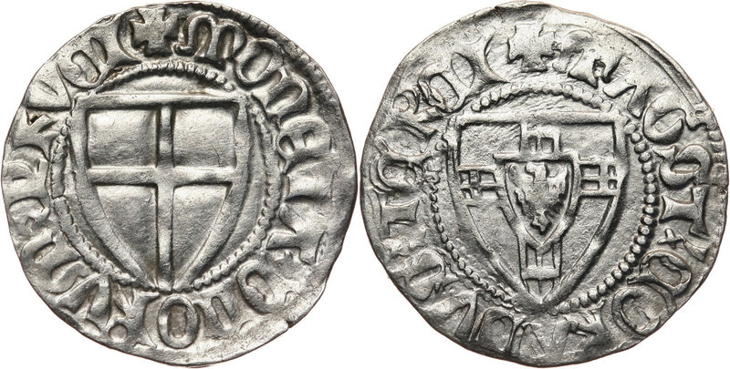 Zakon Krzyżacki, Konrad III von Jungingen 1393-1407, szeląg
 Waga 1,68 g.


...
