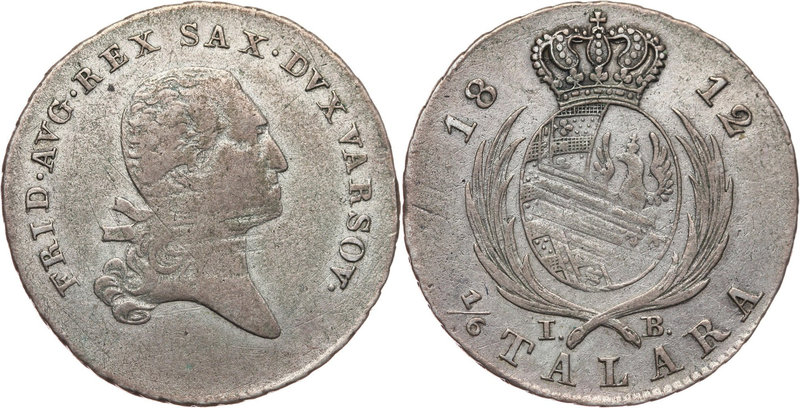 Księstwo Warszawskie, Fryderyk August I, 1/6 talara 1812 IB, Warszawa
 Justowan...