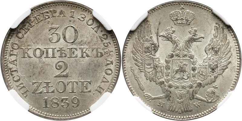 Zabór rosyjski, Mikołaj I, 30 kopiejek = 2 złote 1839 MW, Warszawa
 Wyśmienicie...