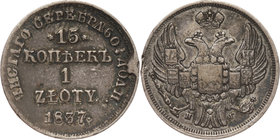 Zabór rosyjski, Mikołaj I, 15 kopiejek = 1 złoty 1837 НГ, Petersburg