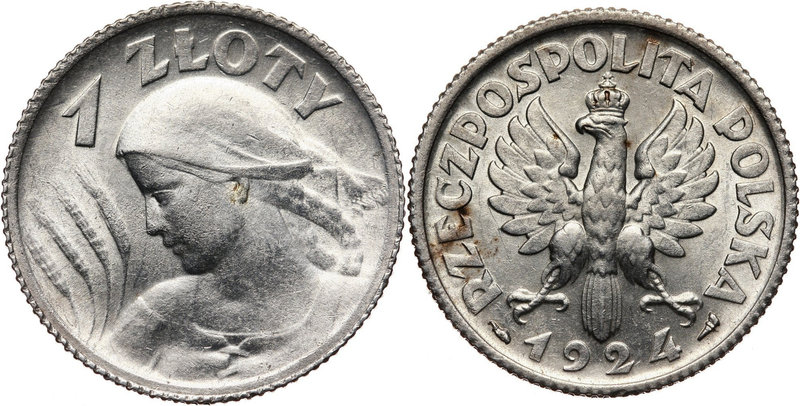 II RP, 1 złoty 1924, Paryż, żniwiarka
 Piękny egzemplarz.


Grade: UNC 
Lit...