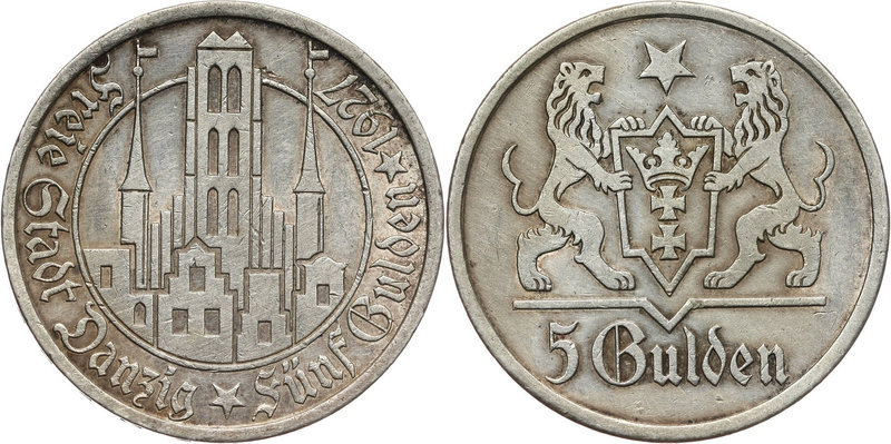 Wolne Miasto Gdańsk, 5 guldenów 1927, Berlin, Kościół Marii Panny
 Rzadszy rocz...