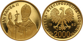 PRL, 2000 złotych 1982, Valcambi, Jan Paweł II, stempel lustrzany