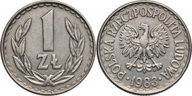 PRL, 1 złoty 1983, bez napisu PRÓBA, miedzionikiel