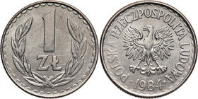 PRL, 1 złoty 1984, bez napisu PRÓBA, miedzionikiel