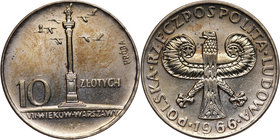 PRL, 10 złotych 1966, Mała Kolumna, PRÓBA, miedzionikiel