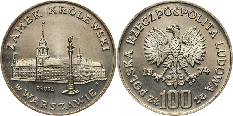 PRL, 100 złotych 1974, Zamek Królewski w Warszawie, PRÓBA, srebro
 Waga 16,18 g...