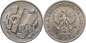 PRL, 100 złotych 1984, 40 Lat PRL, PRÓBA, miedzionikiel