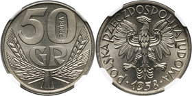 PRL, 50 groszy 1958, PRÓBA, nikiel MAX