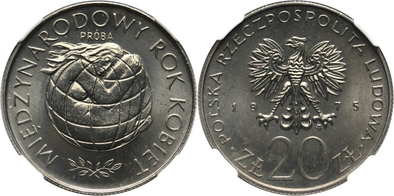 PRL, 20 złotych 1975, Międzynarodowy Rok Kobiet, PRÓBA, nikiel
 Nakład: 500 szt...