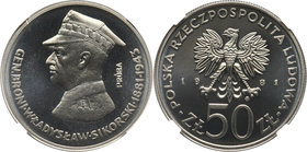 PRL, 50 złotych 1981, Gen. Sikorski, PRÓBA, nikiel MAX