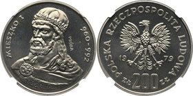 PRL, 200 złotych 1979, Mieszko I, PRÓBA, nikiel MAX