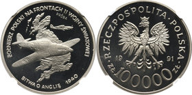 III RP, 100000 złotych 1991, Bitwa o Anglię, PRÓBA, nikiel MAX
