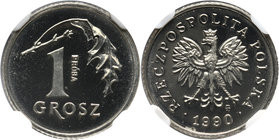 III RP, 1 grosz 1990, PRÓBA, nikiel