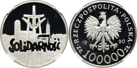 III RP, 100000 złotych 1990, Solidarność, PRÓBA, Typ D MAX