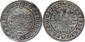 Śląsk, Księstwo Legnicko-Brzesko-Wołowskie, Jerzy III Brzeski, Ludwik IV Legnicki i Krystian Wołowsko-Oławski, 3 krajcary 1656, Brzeg