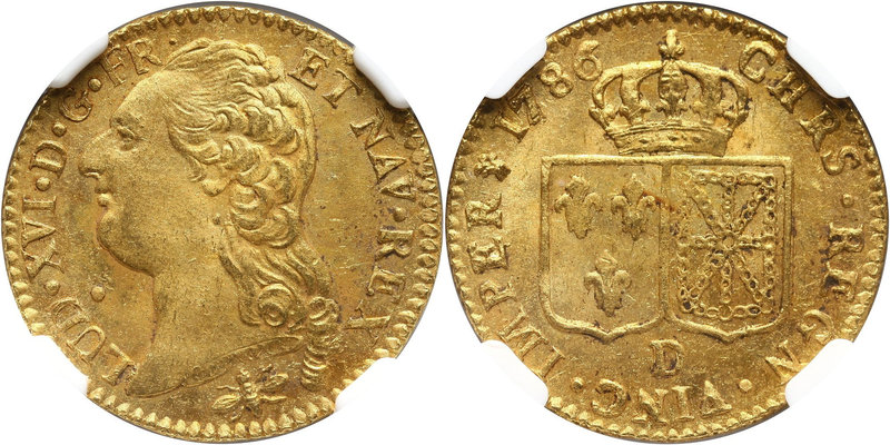France, Louis XVI, Louis d'or 1786 D, Lyon
Francja, Ludwik XVI, Louis d'or 1786...