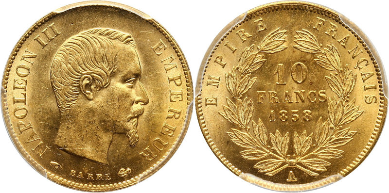 France, Napoleon III, 10 Francs 1858 A, Paris
Francja, Napoleon III, 10 franków...