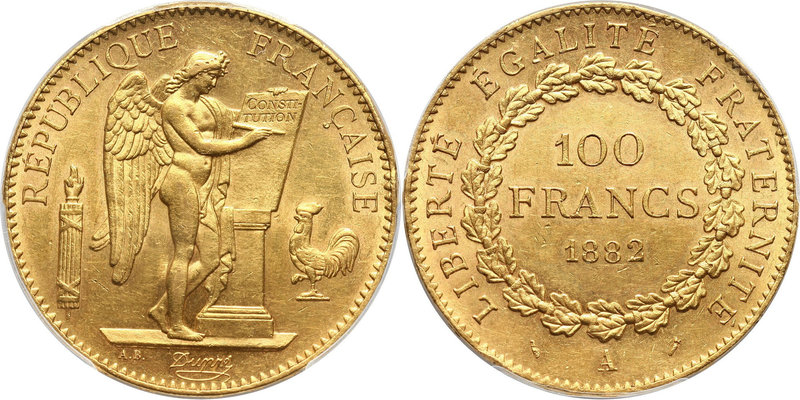France, 100 Francs 1882 A, Paris
Francja, 100 franków 1882 A, Paryż
 Złoto. Wc...