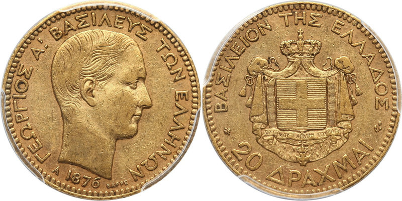 Greece, George I, 20 Drachmai 1876 A, Paris
Grecja, Jerzy I, 20 drachm 1876 A, ...